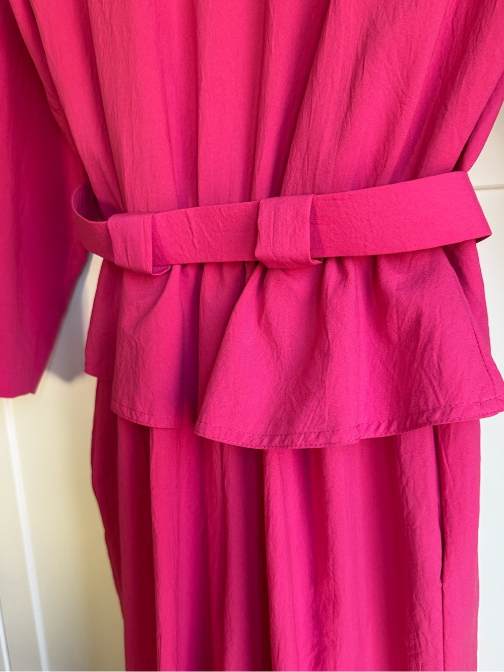 Vintage 80’s Hot Pink Wide-Leg Jumpsuit with Belt - Picture 3 of 11